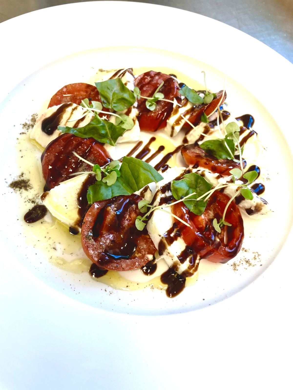 Tomatoes, mozzarella, and basil