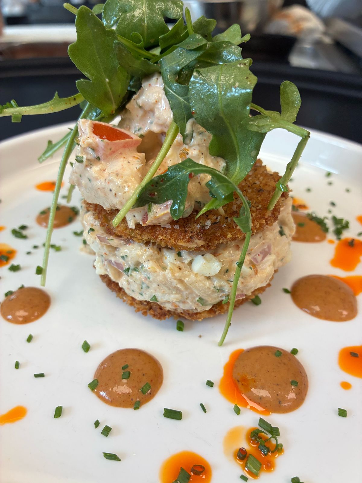 Crab stack with greens